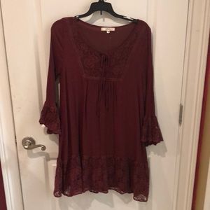 Burgundy, long sleeve dress